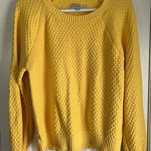 LOFT Yellow Crew Neck Sweater with Textured Knit